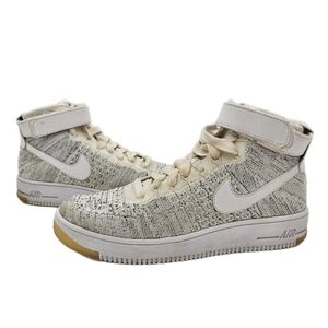 Nike Womens Air Force 1 AF1 Flyknit RARE MID White Ivory Grey Shoes Size 10